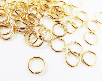 50 pcs - 7.5mm Gold Plated Brass jump rings