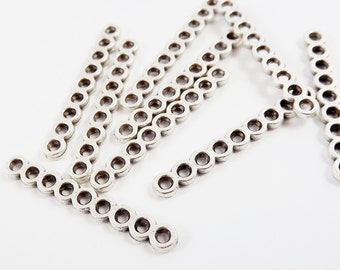 Nine Hole Strand Separator Spacer Bar Connector - 9 Holes - Antique Matte Silver Plated - 8pcs