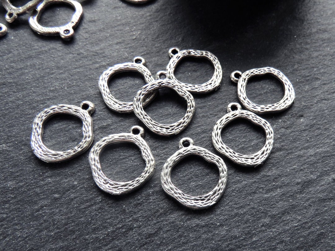 Textured Loop Pendants Charms, Mini Loop Charms, Ring Charms, Bracelet ...