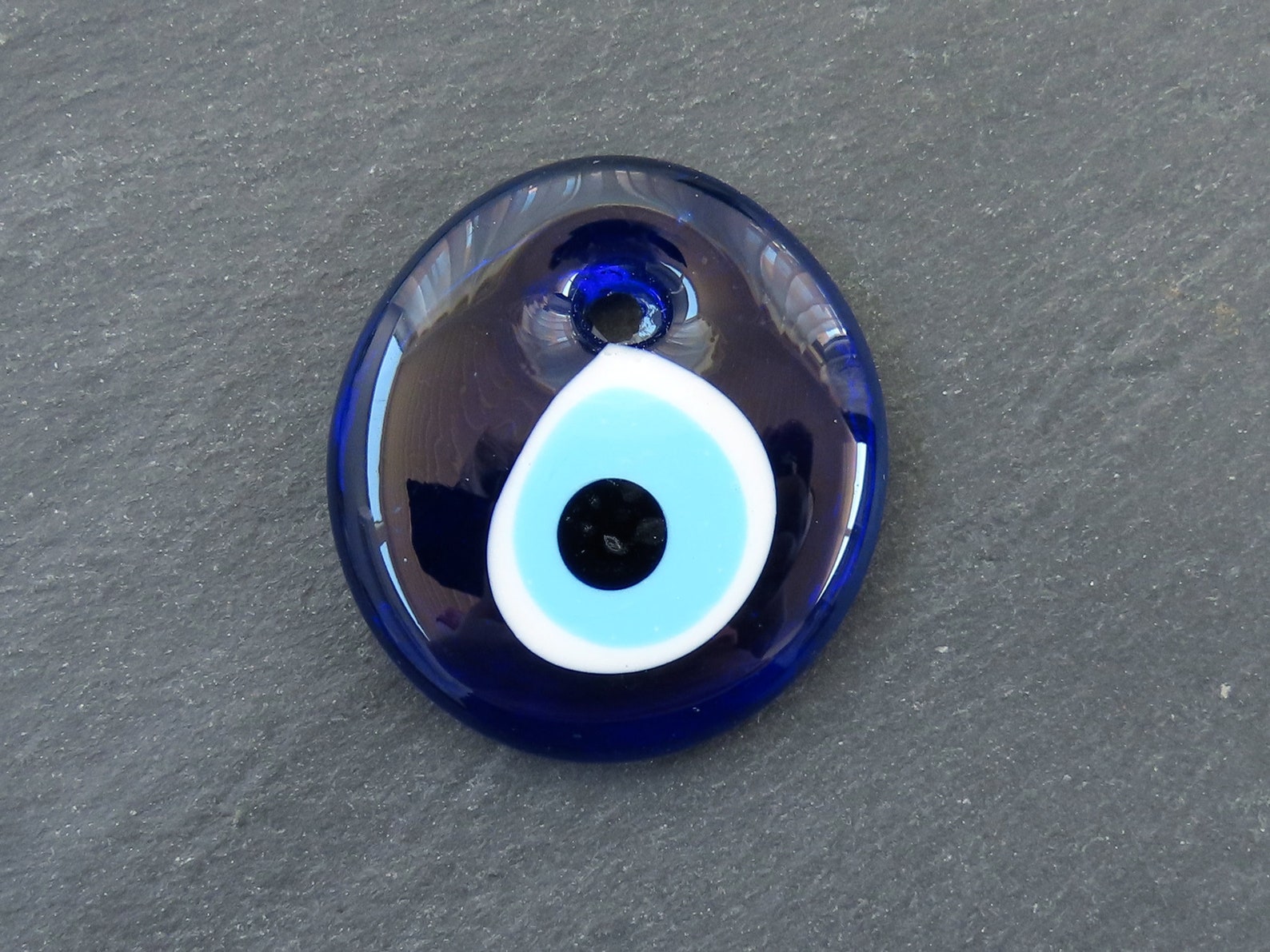 Blue Evil Eye Glass Pendant Unusual Shape Bead Artisan Etsy UK