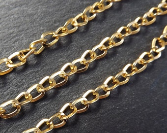 Twisted Pressed Cable Chain  - 22k Matte Gold Plated - 1 Meter  or 3.3 Feet