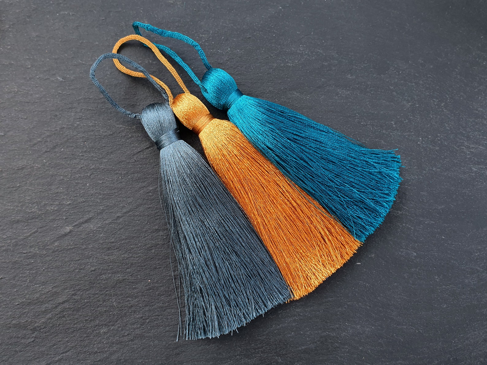 Slate Blue Silk Tassel Braided Loop Handmade High Quality Etsy