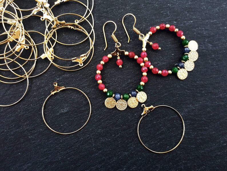 Round Gold Beading Hoop Loops Earring Finding Component 30mm Etsy