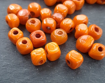 Orange Glass Beads, Tangerine Orange, Rustic Glass Bead, Turkish Beads –  LylaSupplies