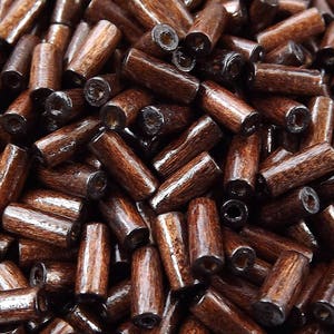 Dark Brown Thin Wood Tube Beads Satin Varnished Plain Simple Round Smooth Ball Wooden Bead Spacers 9mm Choose 50pcs, 200pcs or 400pcs