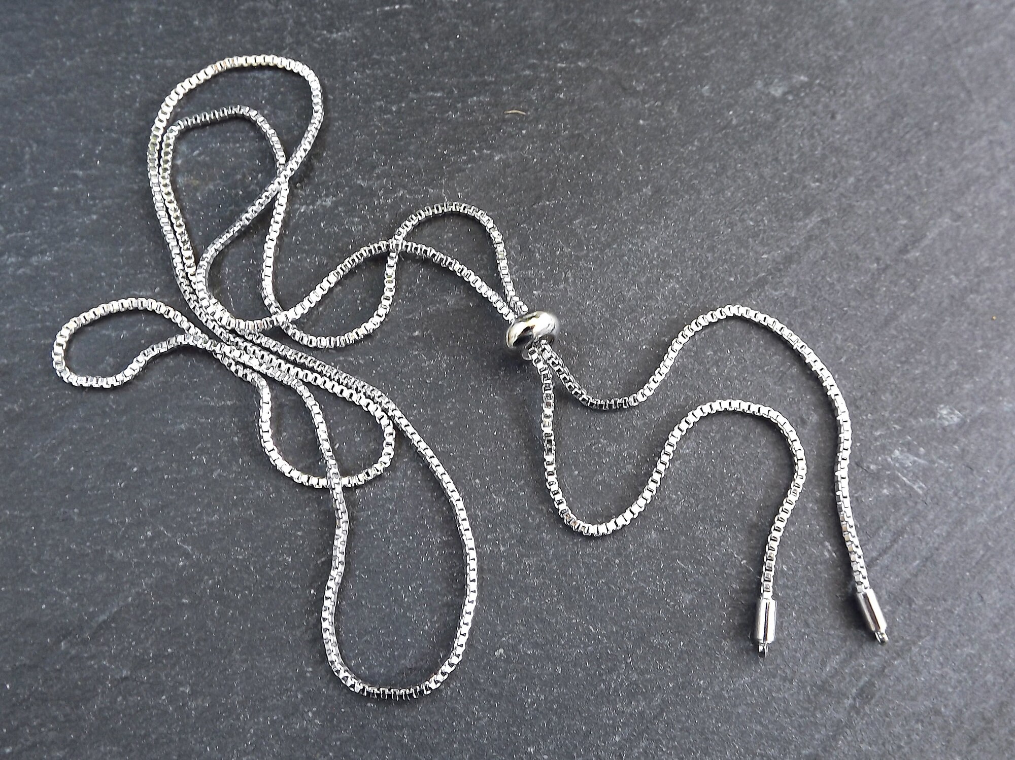 Adjustable Slider Necklace Blank Silver 