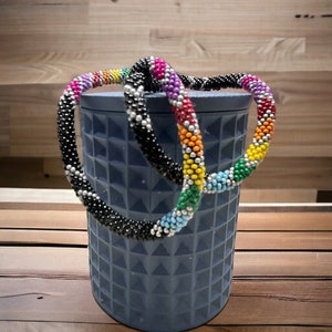 Crocheted Rope Chevron Rainbow Necklace