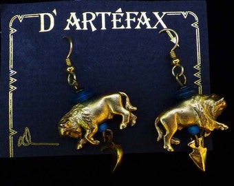 D'Artefax Legacy Vintage 24K Gold Plated Buffalo Earrings