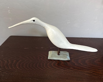 Hand Carved Wood Shore Bird, 10" wide