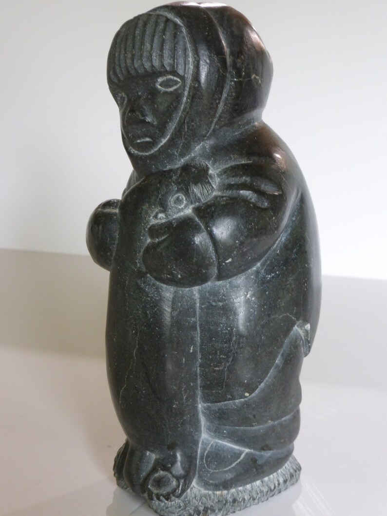 Canada Eskimo Art Inuit Hunter And Seal Soapstone Etsy