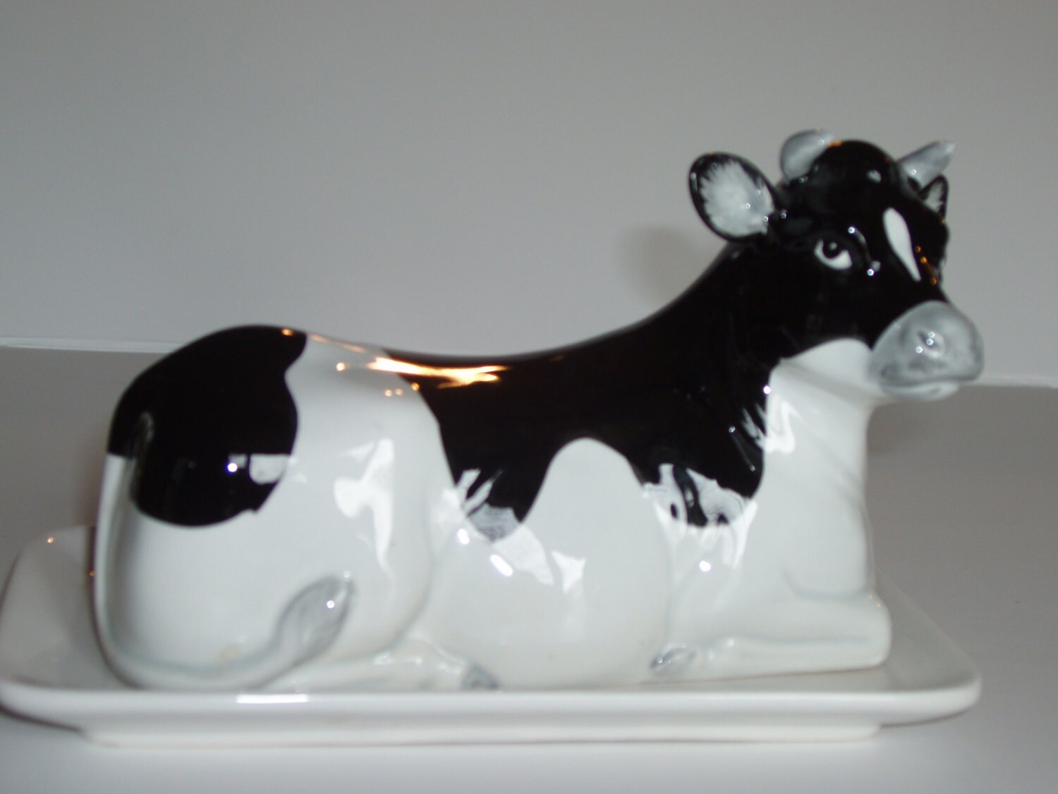 Otagiri Black and White Cow Butter Dish Etsy
