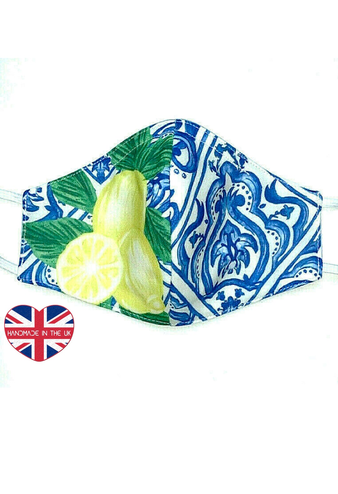 Luxury Face Mask/ Majolica Fabric/ Blue Tile Fabric/ Luxury Etsy