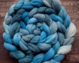 Medium Wool Carded Sliver, Hand Dyed Cheviot, 4oz - Coastal