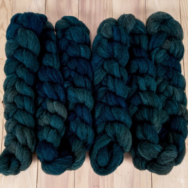 Hand Dyed Medium Wool Roving - 4oz - Overdyed Dark USA Wool for Spinning, Weaving or Felting - Deep Blue