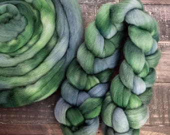 Medium Wool Combed Top, Hand Dyed Roving - Falkland, 4oz - Blue Spruce