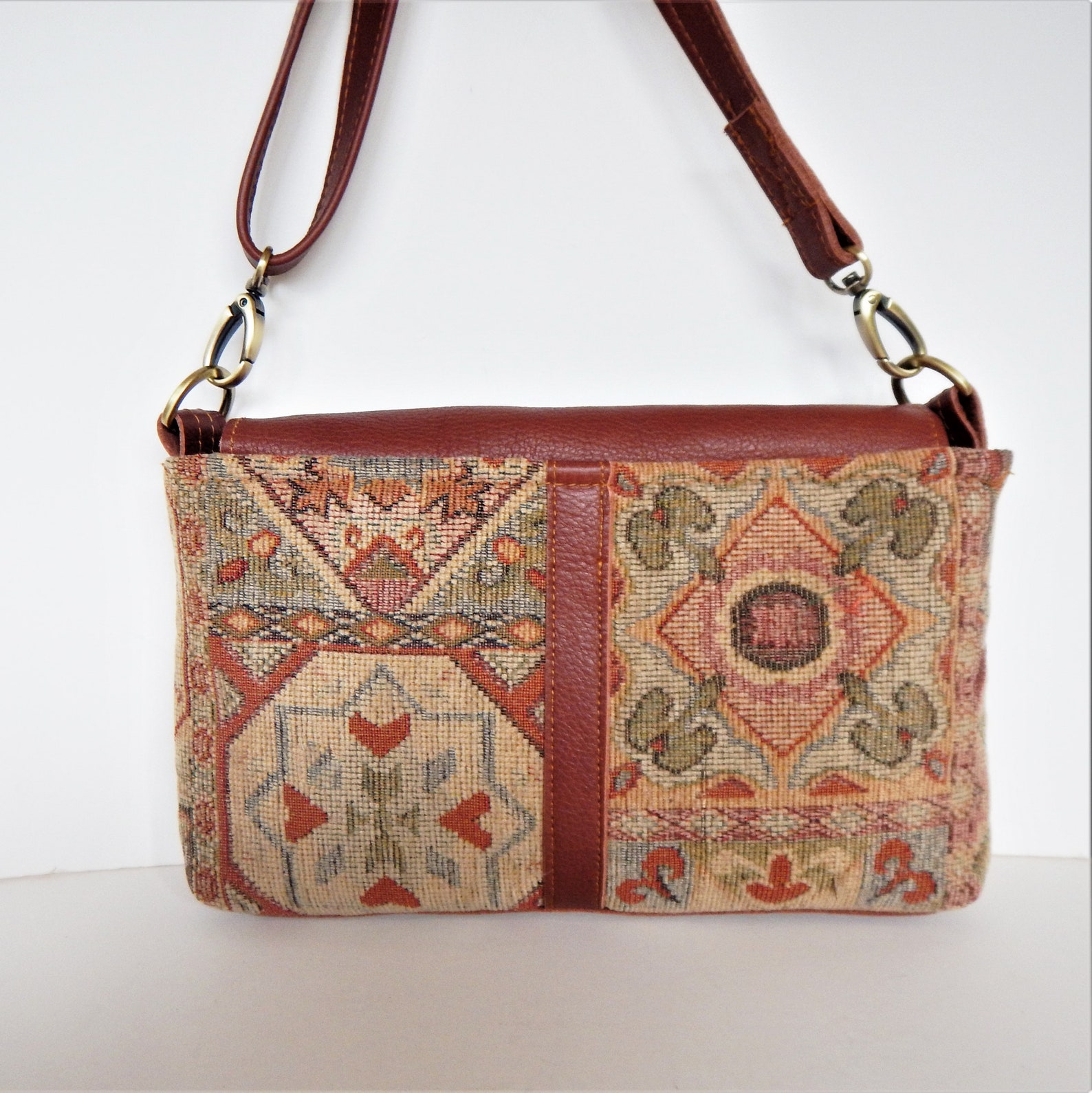 Leather and Tapestry Crossbody Bag or Shoulder Bag. Southwest | Etsy