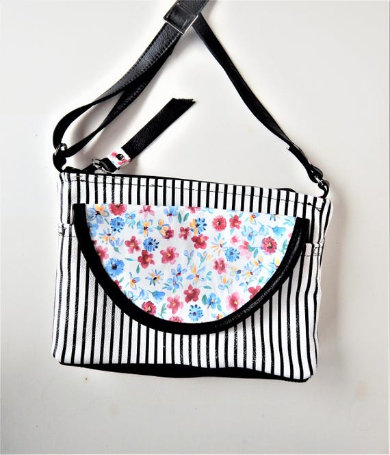 Flowers and Stripes Leather Crossbody or Shoulder Bag. Etsy
