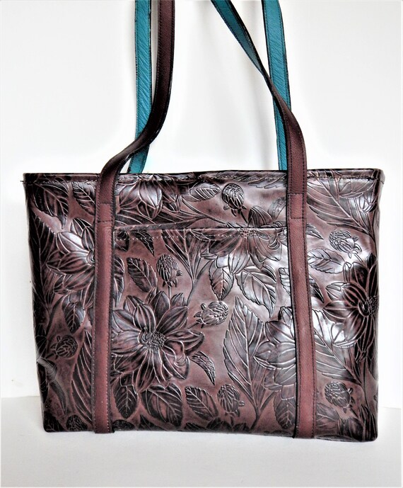 embossed leather purse