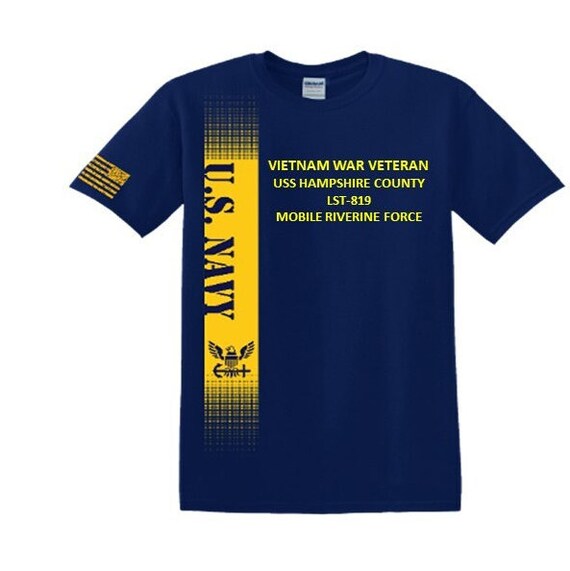 USS Hampshire County LST-819 Vietnam War Veteran*Mobile Riverine Force*Navy Verticle-Vinyl & Silk Screen.*Officially Navy Licensed Shirt