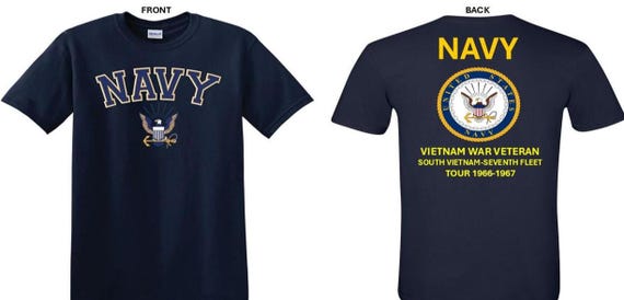 NAVY*Tour 1966-1967* Vietnam War Veteran* South Vietnam-Navy Seventh Fleet. 2-Sided T-Shirt. US NAVY Officially Licensed.