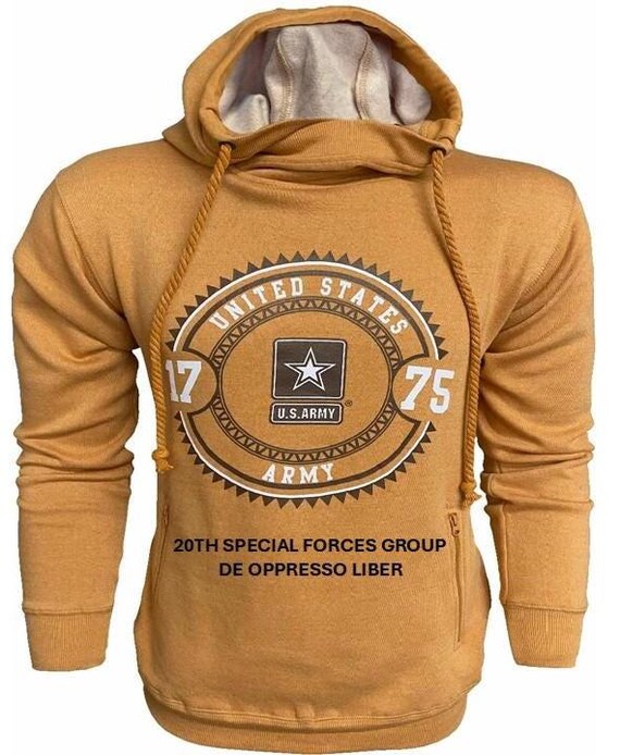20TH Special Forces Group* De Oppresso Liber * U.S. Army Vintage Premium Camel Hoodie. Army Officially Licensed