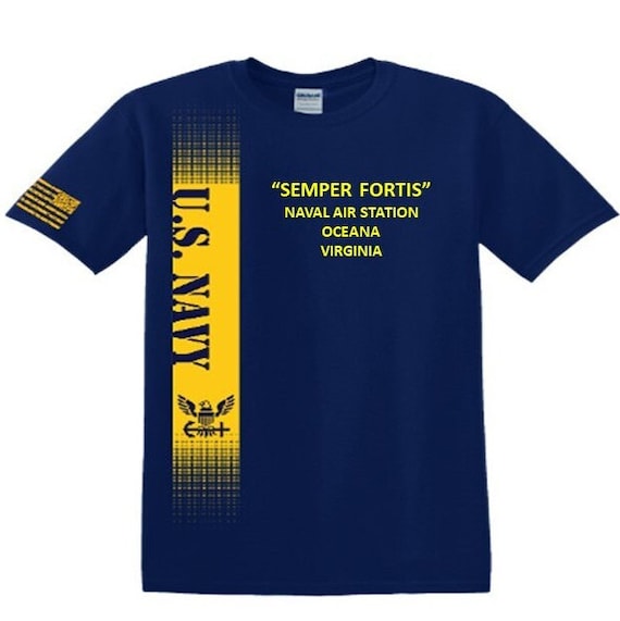 Naval Air Station Oceana* Virginia* Semper Fortis*Navy Verticle-Vinyl & Silk Screen.*Officially Navy Licensed Shirt