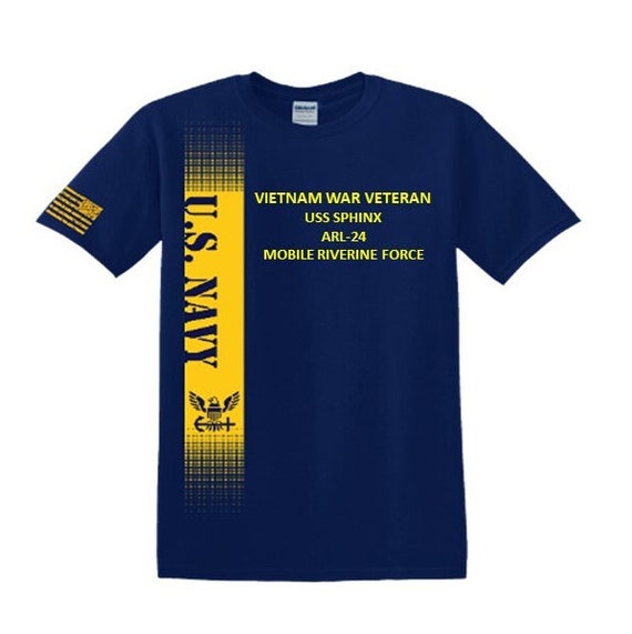 USS SPHINX ARL-24  Vietnam War Veteran*Mobile Riverine Force*Navy Verticle-Vinyl & Silk Screen.*Officially Navy Licensed Shirt