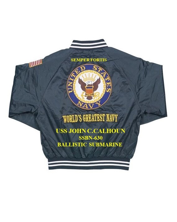 USS John C. Calhoun SSBN-630  Submarine Navy Embroidered 1-Sided Satin Jacket (Back Only) Officially Licensed