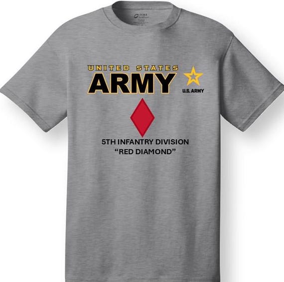 5th Infantry Division* Red Diamond* Emblem* Shirt. These shirt are customized*Army Officially Licensed