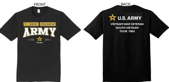 ARMY*Tour 1963* Vietnam War Veteran* South Vietnam. 2-Sided T-Shirt. US ARMY Officially Licensed.