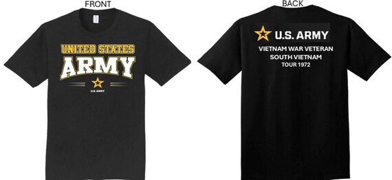 ARMY*Tour 1972* Vietnam War Veteran* South Vietnam. 2-Sided T-Shirt. US ARMY Officially Licensed.