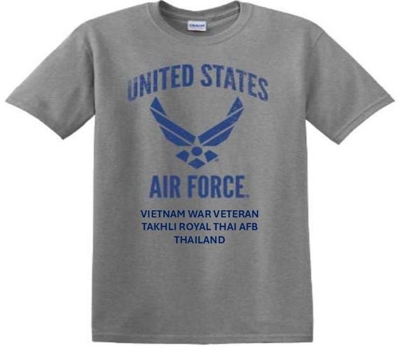Takhli Royal Thai AFB* Thailand* Vietnam War Veteran. Distressed/Subdued U.S. Air Force Shirt. Officially Licensed USAF