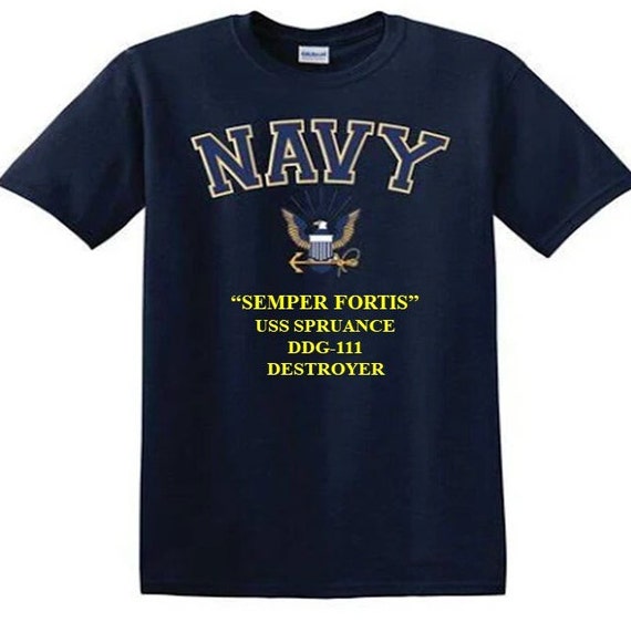 USS SPRUANCE DDG-111 Destroyer"Semper Fortis" Navy Logo Vinyl Shirt (Navy Officially Licensed)