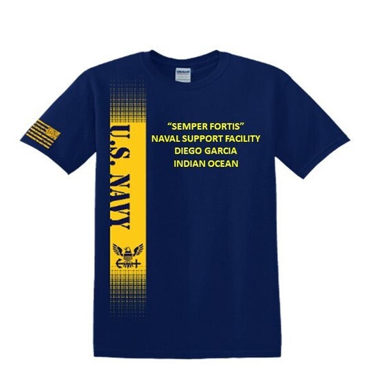 Naval Support Facility Diego Garcia* INDIAN OCEAN* Semper Fortis*Navy Verticle-Vinyl & Silk Screen.*Officially Navy Licensed Shirt
