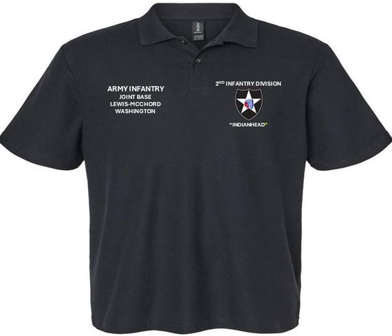2nd Infantry Division* Indianhead*Joint Base Lewis-Mcchord*Washington*Army Infantry*Embroidered Left-Right Polo Shirt.