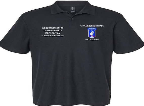 173RD Airborne Brigade*Sky Soldiers*Caserma Ederle*Vicenza-Italy*Airborne Infantry *Embroidered Left-Right Polo Shirt