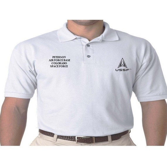 SPACE FORCE USSF Peterson Air Force Base Colorado Logo Embroidered Polo Shirt