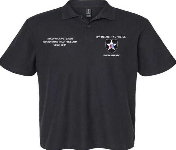 2nd Infantry Division* Indianhead* Iraq War Veteran*Operation Iraqi Freedom 2003-2011*Embroidered Left-Right Polo Shirt.