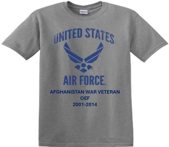 Afghanistan War Veteran 2001-2014 OEF. Distressed/Subdued USAF Shirt. Officially Licensed USAF