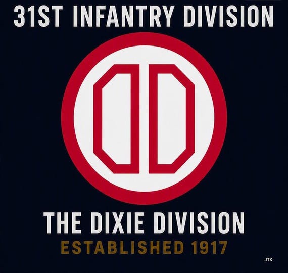 31ST Infantry Division* The Dixie Division * Established 1917* 2-Sided Vinyl Shirt. ARMY Officially Licensed