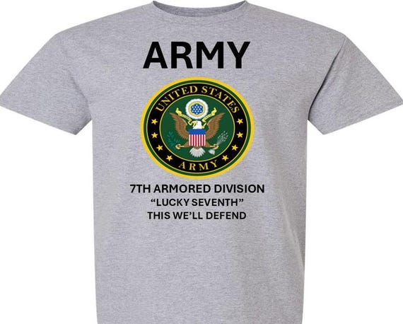 7TH Armored Division * LUCKY SEVENTH* This We'll Defend* Army Logo. Army Officially Licensed