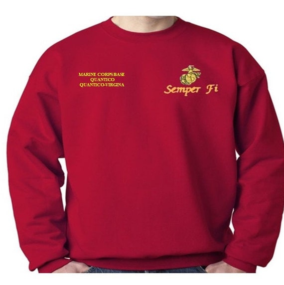 Marine Corps Base Quantico* Quantico-Virginia Sweatshirt. Embroidered Left & Right Chest Sweatshirt. Officially Licensed
