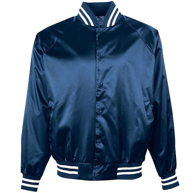 blue satin baseball jacket