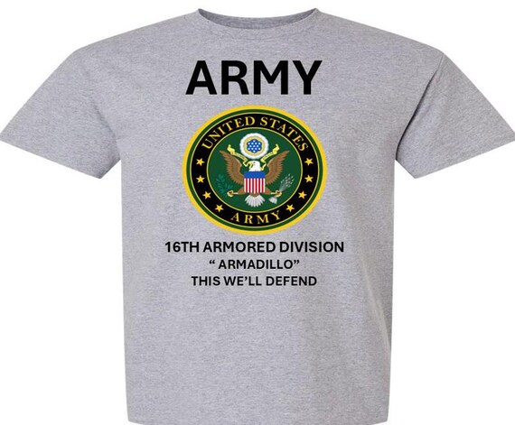 16TH Armored Division * ARMADILLO* This We'll Defend* Army Logo. Army Officially Licensed