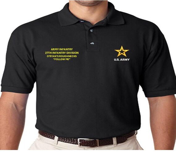 27th Infantry Division* Oryan's Roughnecks* Army Infantry*Follow me*  *Embroidered polo shirt* Army Officially Licensed.