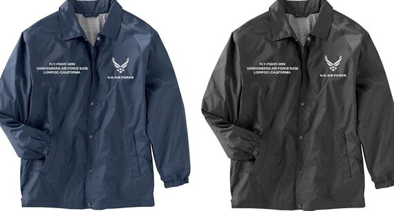 Vandenberg Air Force Base * Lompoc-California* Coaches Jacket *Embroidered Right & Left Chest. USAF Officially Licensed.