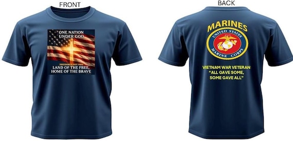 U.S. Marine* Vietnam War Veteran *All Gave Some, Some Gave All* One Nation Under God.2-Sided Vinyl Shirt. USMC Official License