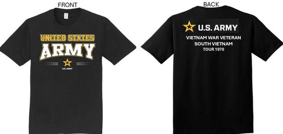 ARMY*Tour 1970* Vietnam War Veteran* South Vietnam. 2-Sided T-Shirt. US ARMY Officially Licensed.