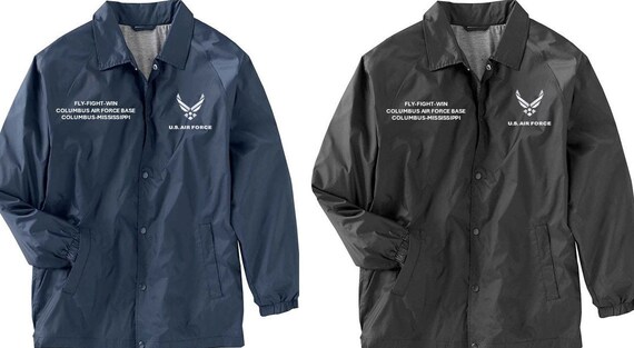 Columbus Air Force Base * Columbus -Mississippi* Coaches Jacket *Embroidered Right & Left Chest. USAF Officially Licensed.