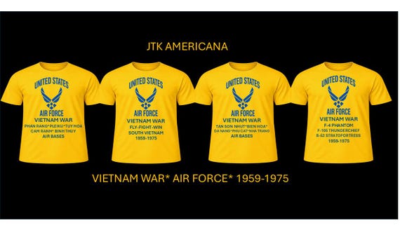 Vietnam War * U.S. Air Force 1959-1975 * 4 Pack of Shirts. USAF Officially Licensed